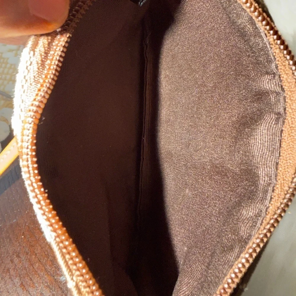 Coach Signature Brown and Tan Wristlet